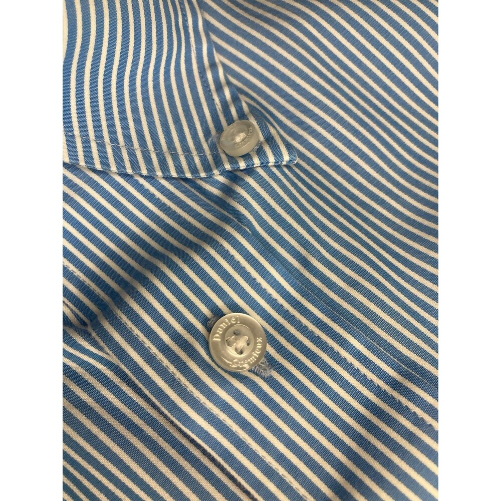 Daniel Cremieux Mens Dress Shirt L Blue White Striped 100% Cotton Button Dapper - Picture 5 of 8